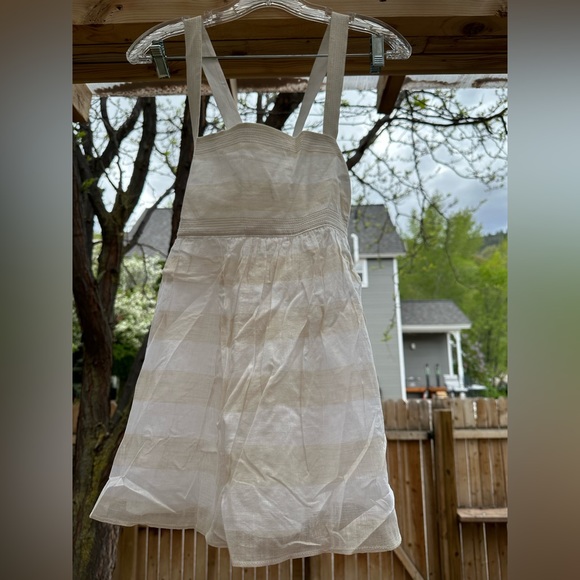 J. Crew NWT Ivory & White Striped Babydoll Top Blouse Lined Side Zip size 10 - Picture 11 of 16